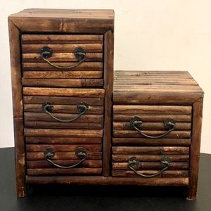 Adorable mini tabletop Bamboo Cabinet with Drawers